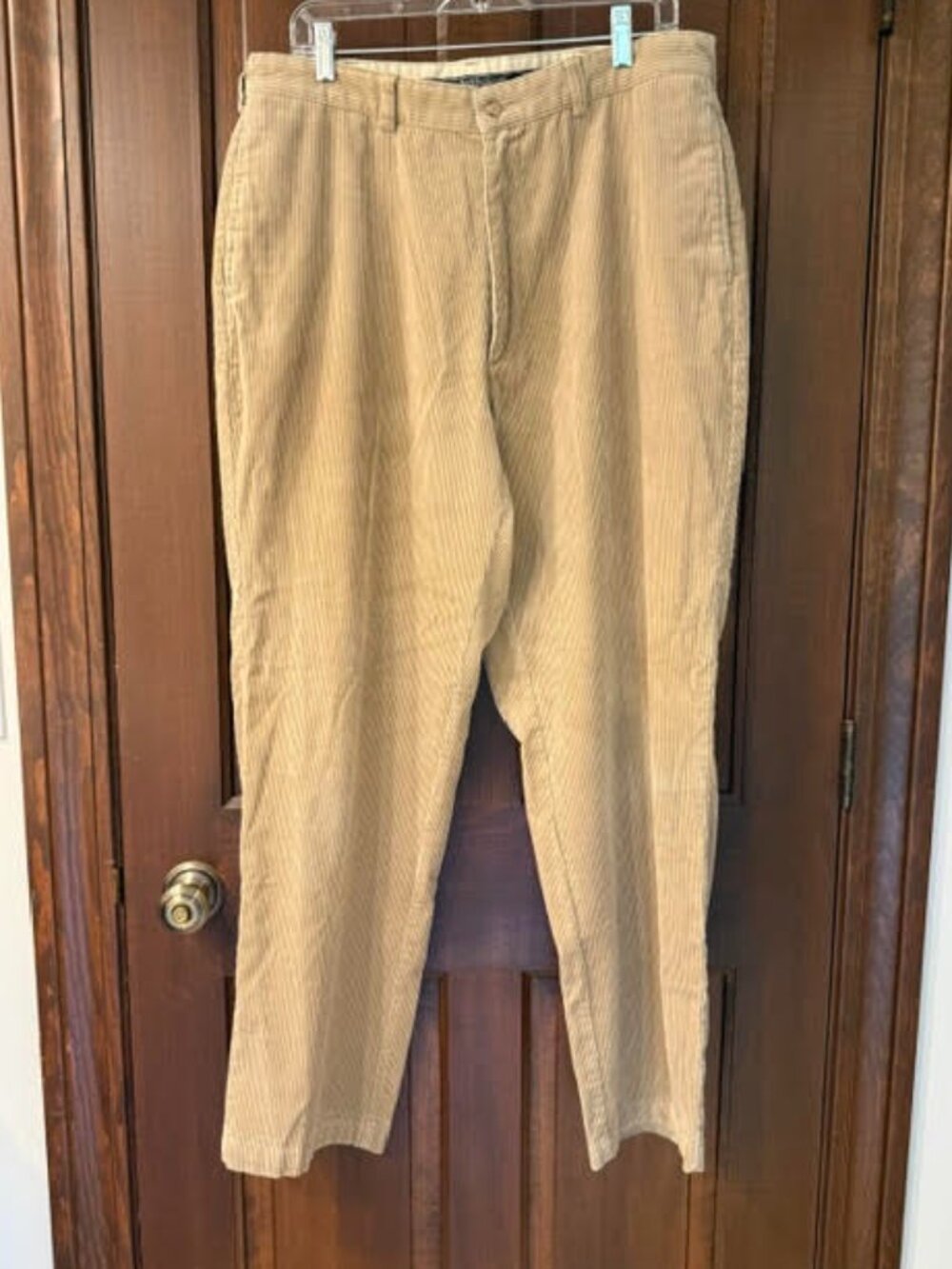VTG Polo Ralph Lauren Tan Corduroy Pants Flat Front 36x32